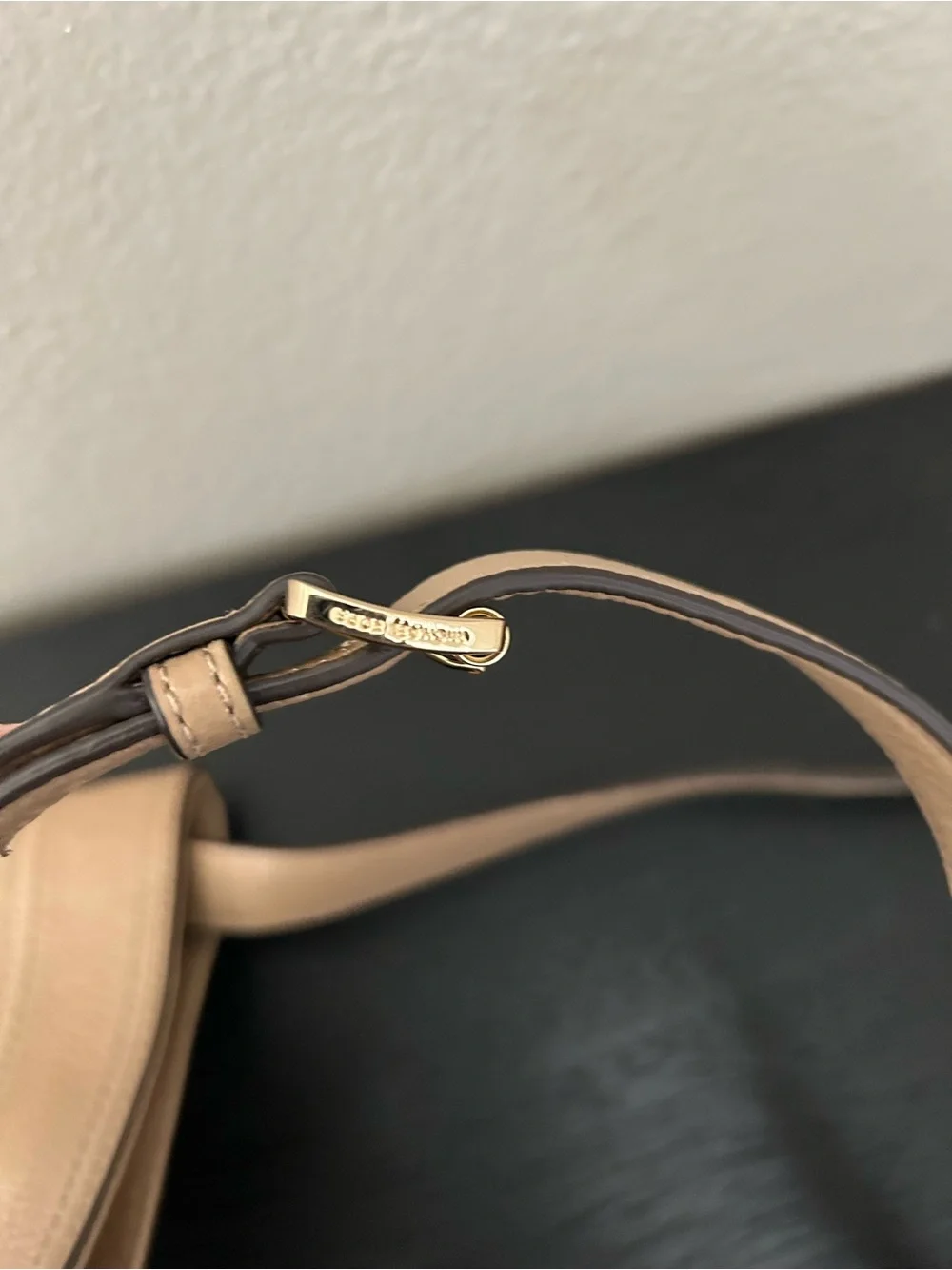 Michael Kors Beige/Tan Leather Crossbody with Dual Zip Accents